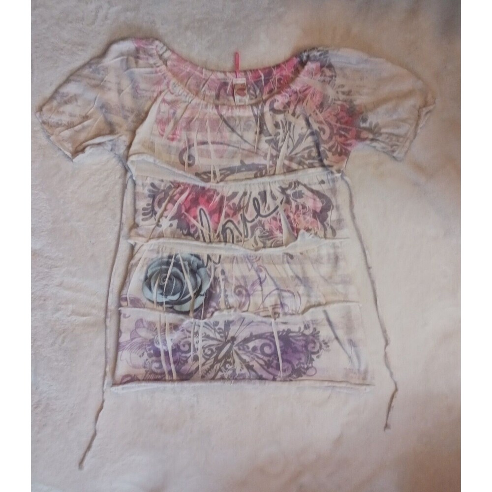 Knitworks Graffiti Style LOVE Juniors Tiered Top Size S